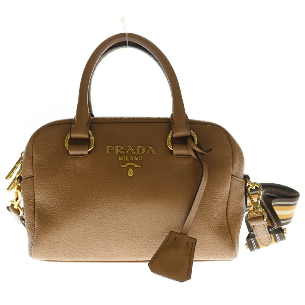 PRADA Vitello Phoenix Bag Handbag Shoulder Brown Leather
